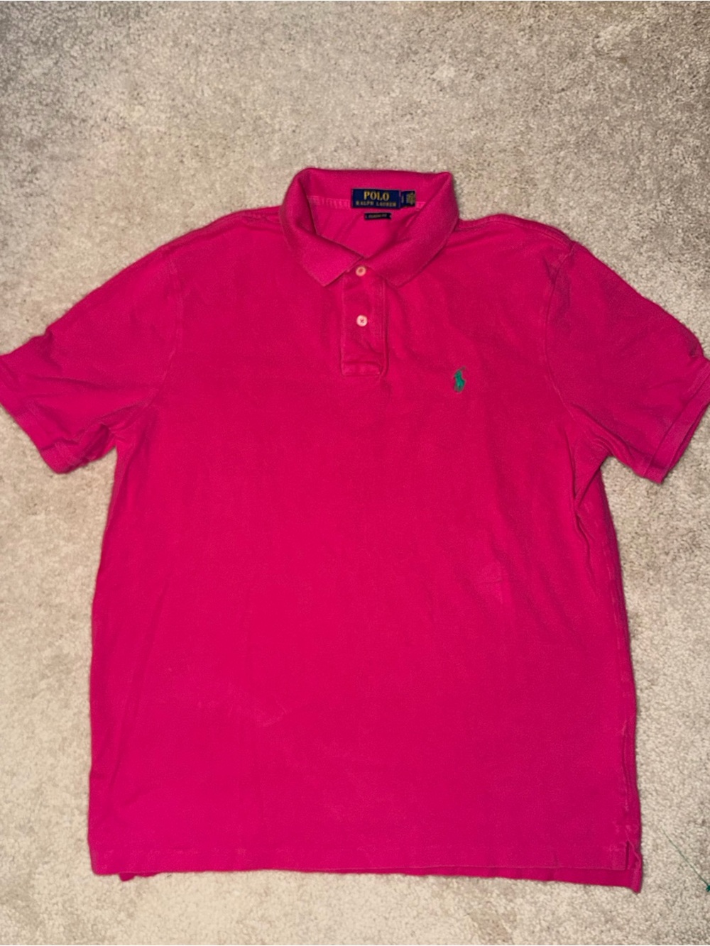 Polo by Ralph Lauren Bright Pink Short Sleeve Polo with Green Logo